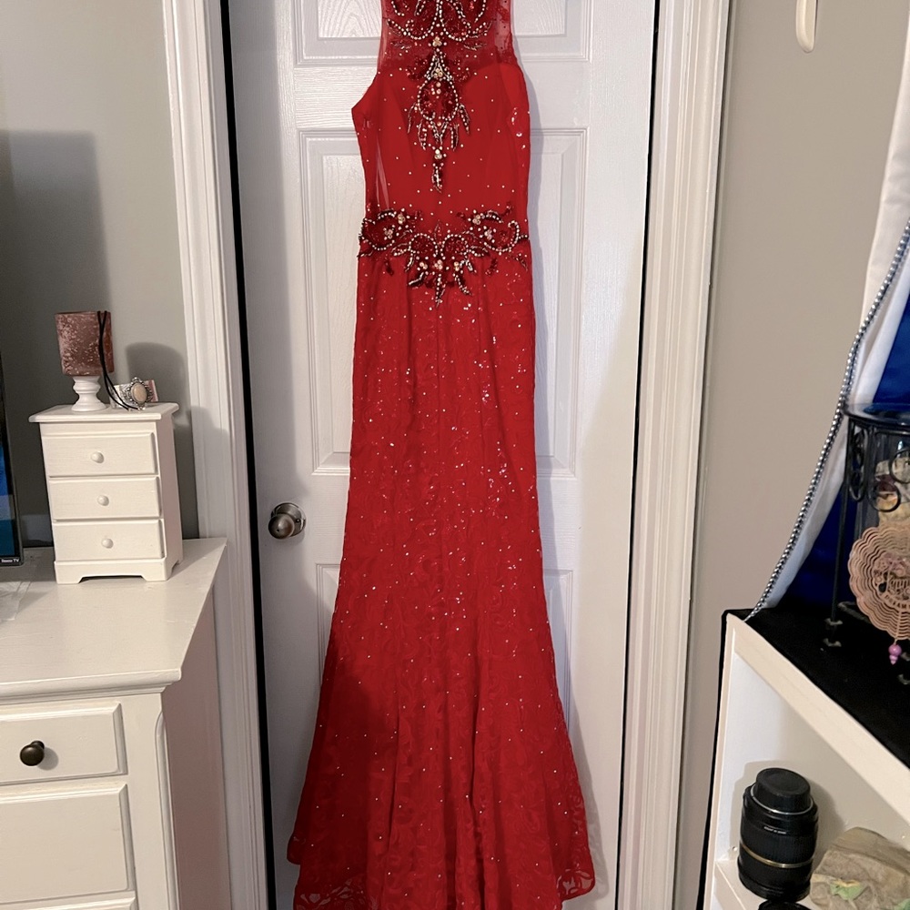 Red full length formal - size 2